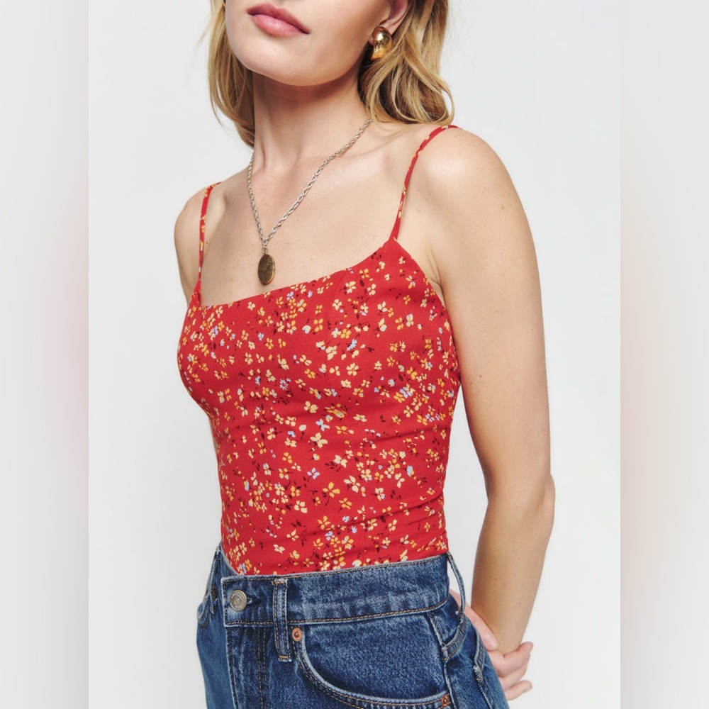 REFORMATION Harley Baila Red Floral Top, Size 2